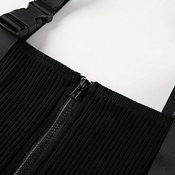 Black Cold Shoulder Ribbed Knitted Crop Top Long Sleeve Streetwear - Picture 12 of 15